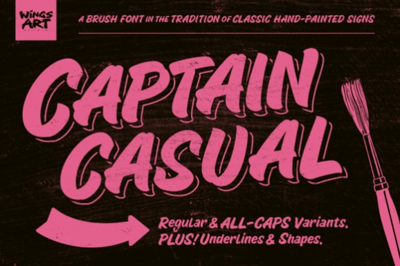 15 Lettering Fonts for creative lettering projects 2 Captain Casual lettering font in pink brush style with underlines and shapes on dark background — Lettering Fonts