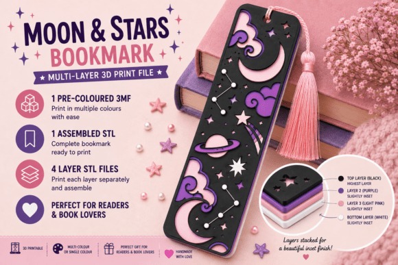 Amazing DIY 3D Printed Gifts: 11 Creative Ideas Anyone Can Make 4 DIY 3D printed gifts: Celestial Bookmark for readers and journal lovers