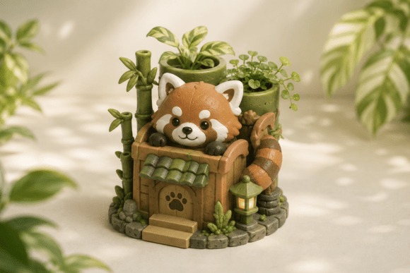 Amazing DIY 3D Printed Gifts: 11 Creative Ideas Anyone Can Make 5 Cute red panda bamboo house planter for plants or decor — DIY 3D printed gifts