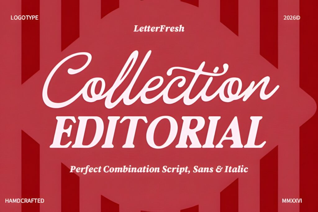 Best fonts for editorial design projects — 35 Picks 11 Editorial Collection Duo font sample showing script and serif styles for fonts for editorial design projects