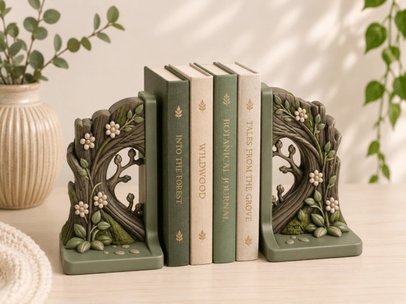 16 Best 3D Printed Gifts for Creative Handmade Surprises 7 3D printed gifts featuring enchanted forest bookends with tree root design