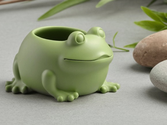 17 3D Printed Products to Sell at Craft Fairs for Profit 8 3D printed frog planter in green, rounded design for trinkets or plants โ 3D printed products