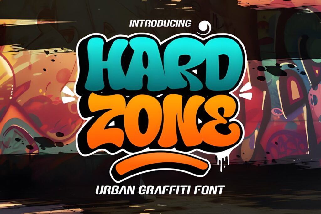35 Graffiti Lettering: Font Picks for Street Art Designs 31 Graffiti lettering of the words Hard Zone in blue and orange with shadow and swash effects