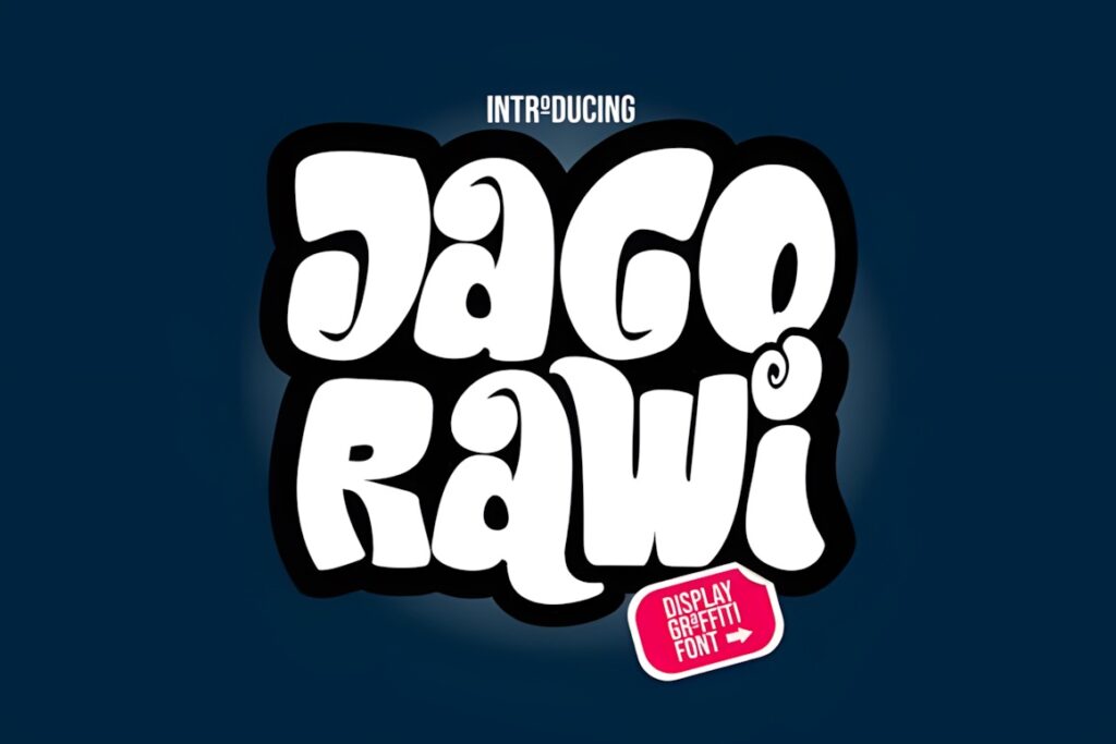 35 Graffiti Lettering: Font Picks for Street Art Designs 25 Graffiti Lettering style font named Jago Rawi in bold white letters with black outline on dark background