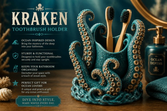 16 Best 3D Printed Gifts for Creative Handmade Surprises 19 Kraken toothbrush holder for ocean enthusiasts, playful design with tentacles. โ 3D printed gifts