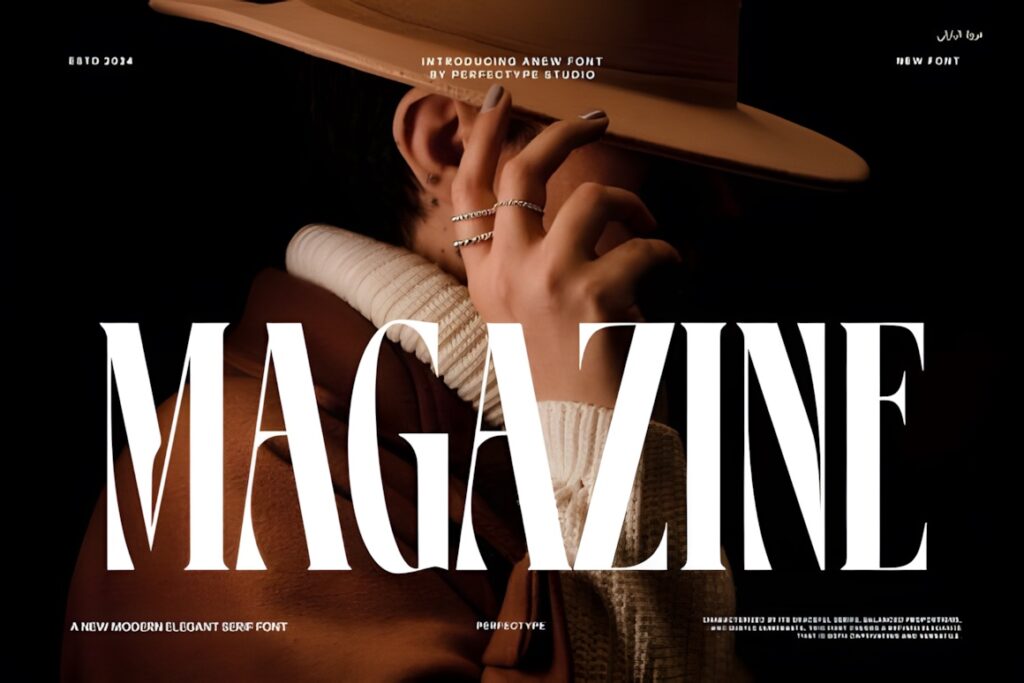 Best fonts for editorial design projects — 35 Picks 6 Magazine serif font by Perfectype for fonts for editorial design projects with elegant modern style