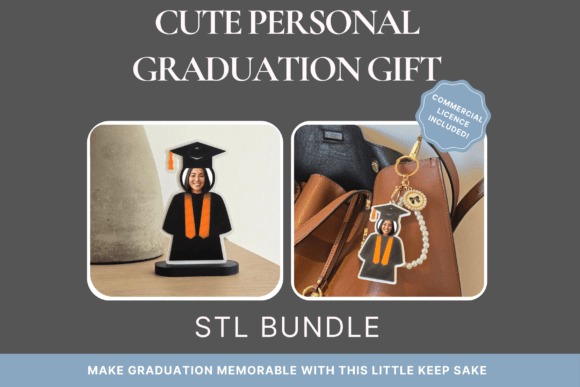 16 Best 3D Printed Gifts for Creative Handmade Surprises 4 Personalized graduation gift STL bundle featuring a cap-and-gown figure and photo area. โ 3D printed gifts