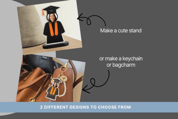 16 Best 3D Printed Gifts for Creative Handmade Surprises 5 3D printed gifts featuring a graduation figure and keychain design.