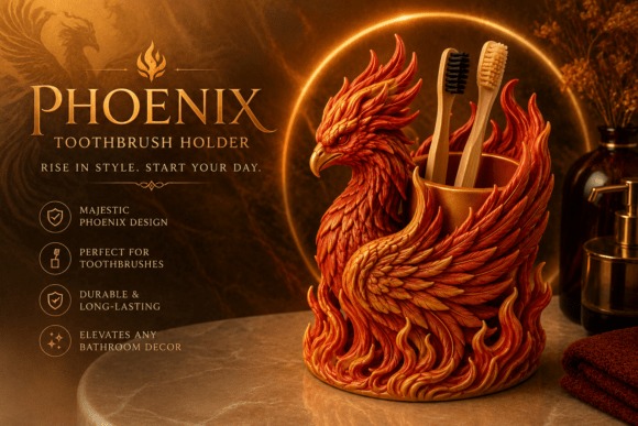 16 Best 3D Printed Gifts for Creative Handmade Surprises 17 3D printed phoenix toothbrush holder with feather details and flame-inspired design. โ 3D printed gifts