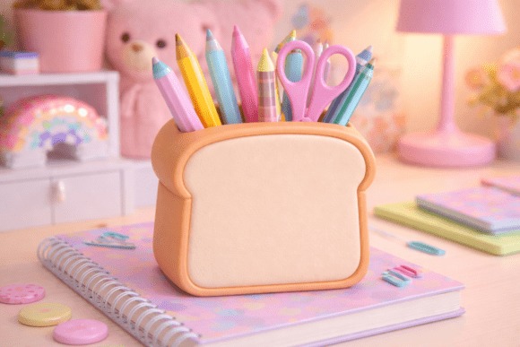 16 Best 3D Printed Gifts for Creative Handmade Surprises 13 Toast-shaped pen holder with colorful stationery inside. โ 3D printed gifts