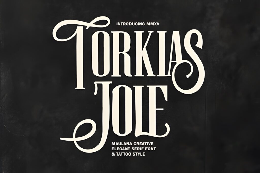 Best fonts for editorial design projects — 35 Picks 19 Torkias Jole font with tall, high-contrast letterforms and decorative swashes for fonts for editorial design projects