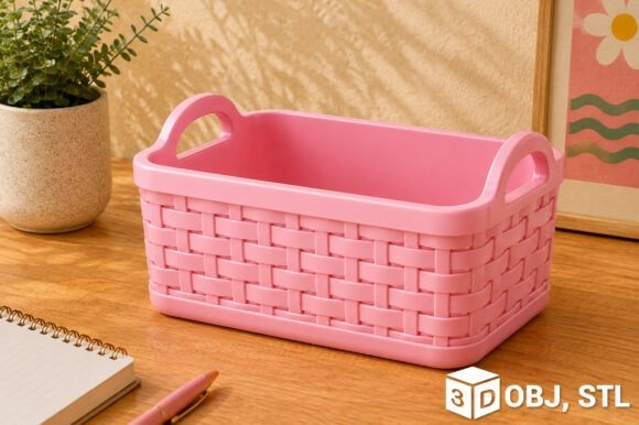 17 3D Printed Products to Sell at Craft Fairs for Profit 9 3D printed products woven storage basket in pink