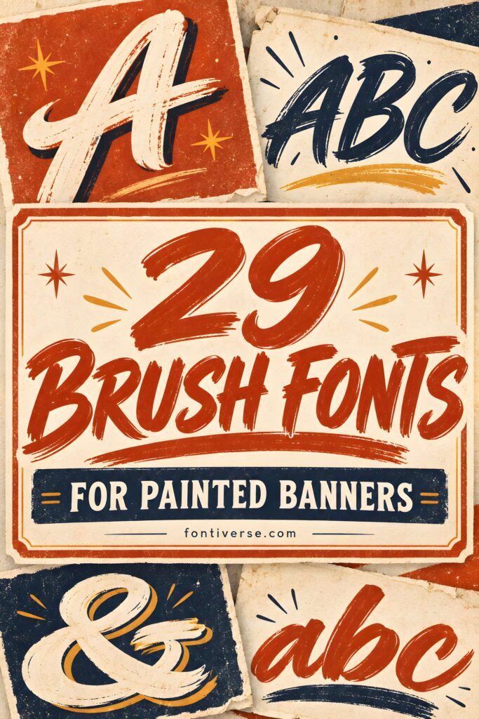 29 Canva Fonts for Painted Banners That Stand Out 1 29 brush fonts for painted banners in bold, hand-painted styles with visible brush strokes — Canva fonts for painted banners