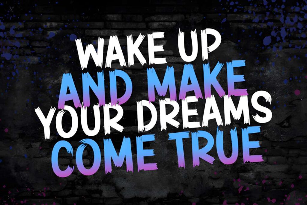 29 Canva Fonts for Painted Banners That Stand Out 69 Inspirational quote in Canva fonts for painted banners with a raw brushstroke style on a dark textured background