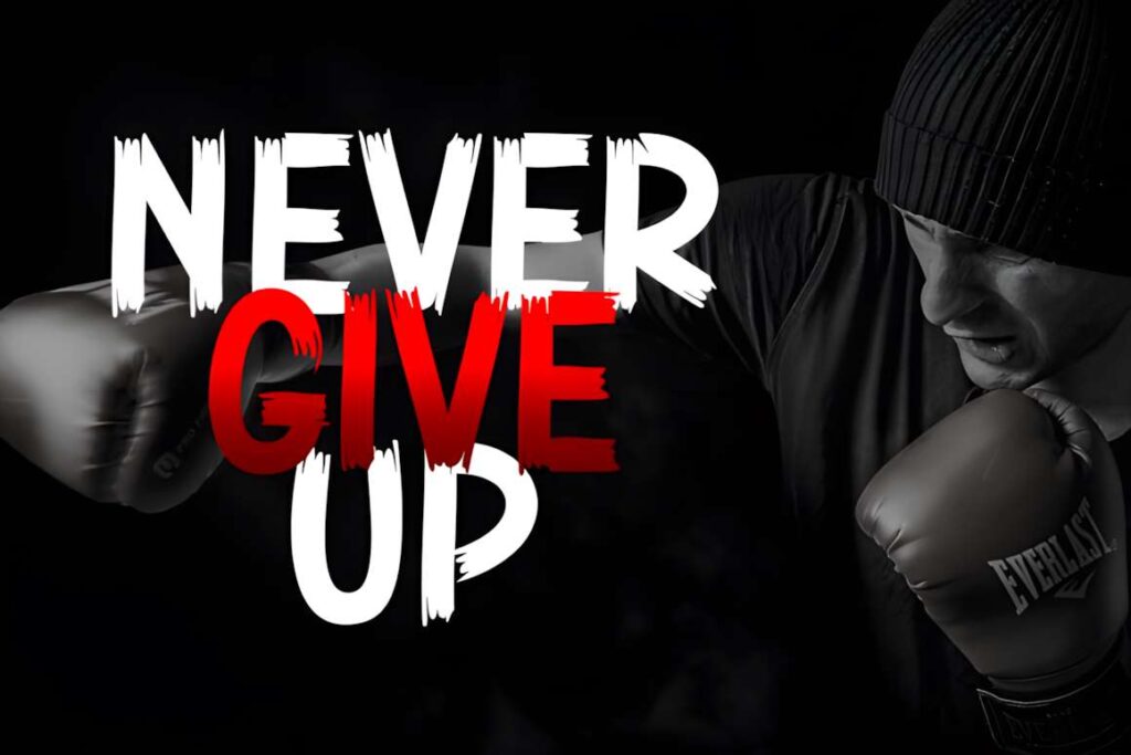29 Canva Fonts for Painted Banners That Stand Out 68 Motivational banner with text Never Give Up in brushstroke style using Canva fonts for painted banners