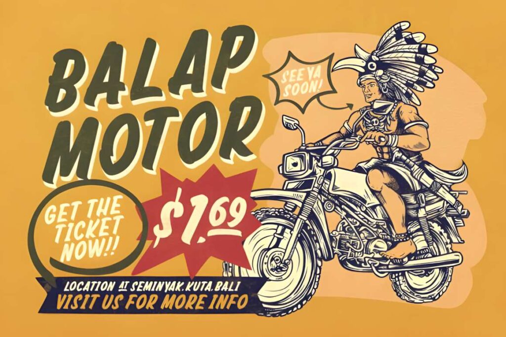 29 Canva Fonts for Painted Banners That Stand Out 48 Canva fonts for painted banners featuring vintage style text and illustration of a person in a feathered headdress riding a