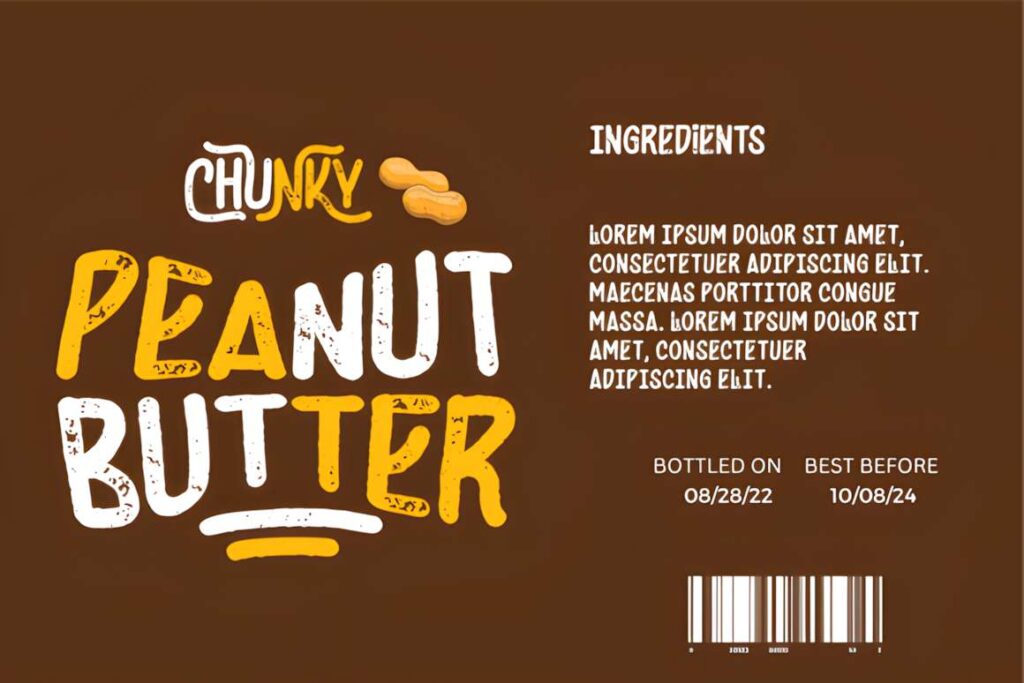 29 Canva Fonts for Painted Banners That Stand Out 77 Chunky peanut butter label with painted style text using Canva fonts for painted banners