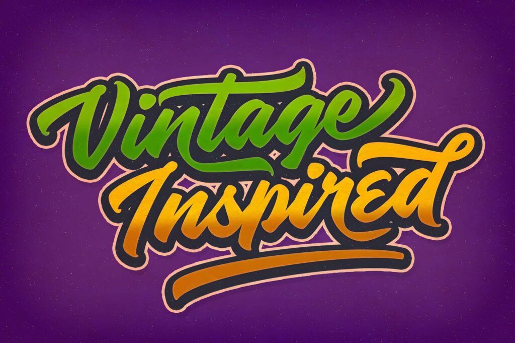 29 Canva Fonts for Painted Banners That Stand Out 40 Vintage inspired lettering in green and orange with brush script style for Canva fonts for painted banners
