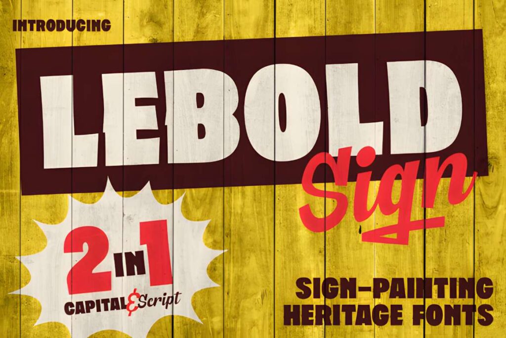 29 Canva Fonts for Painted Banners That Stand Out 83 Canva fonts for painted banners featuring Lebold Sign with bold sans serif and flowing script styles