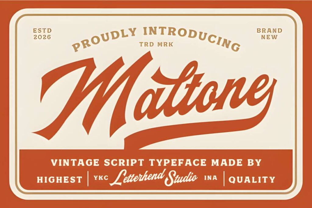 29 Canva Fonts for Painted Banners That Stand Out 100 Maltone vintage script font with bold strokes and sweeping curves for Canva fonts for painted banners