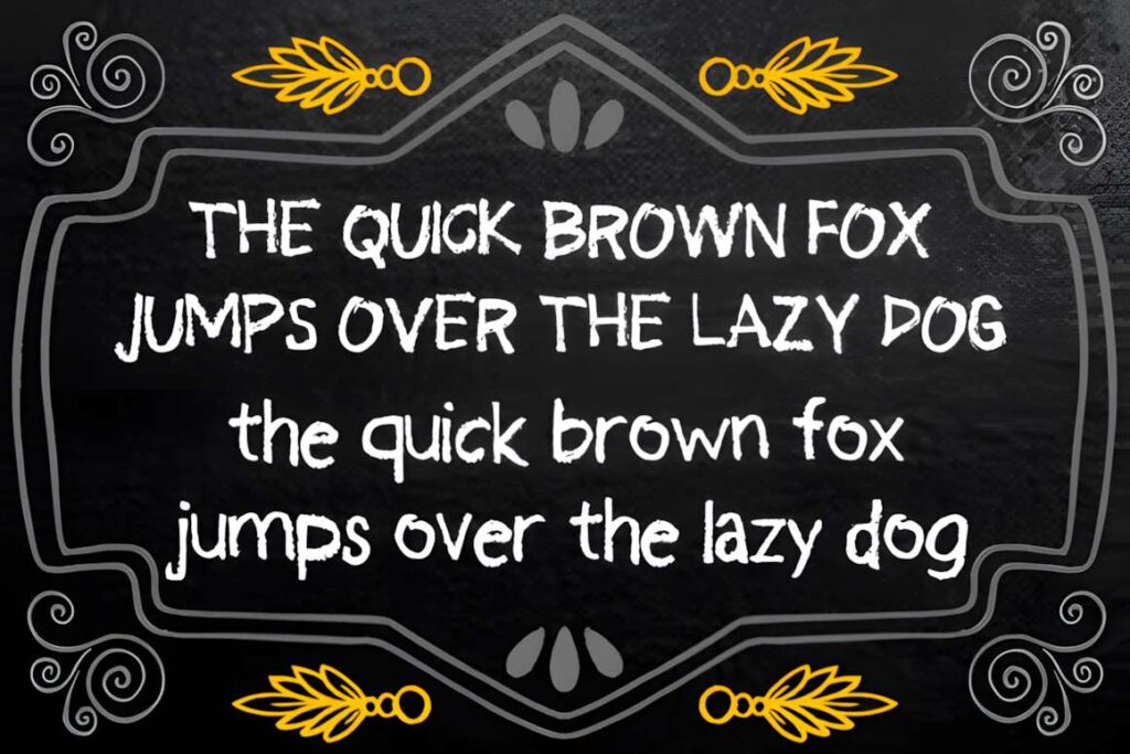 29 Canva Fonts for Painted Banners That Stand Out 90 Chalkboard style text showing uppercase and lowercase letters in a casual brush font for Canva fonts for painted banners