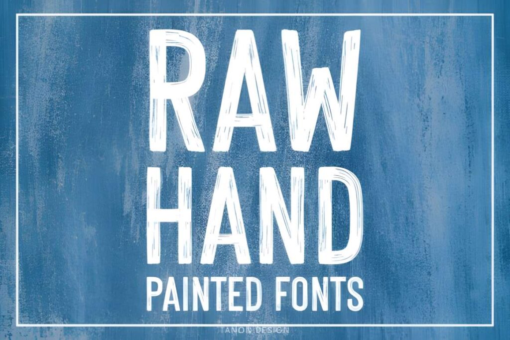 29 Canva Fonts for Painted Banners That Stand Out 16 Raw Hand Painted font example showcasing Canva fonts for painted banners with bold, condensed handwritten brush style