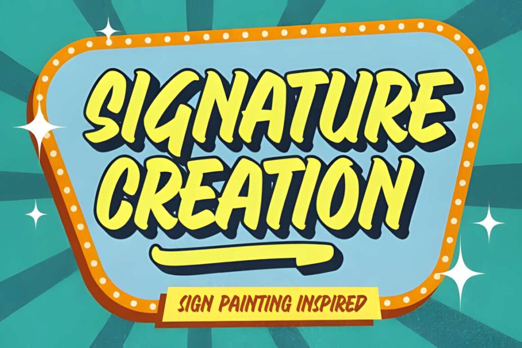 29 Canva Fonts for Painted Banners That Stand Out 9 Signature Creation font example showing a painted banner style with layered depth in — Canva fonts for painted banners