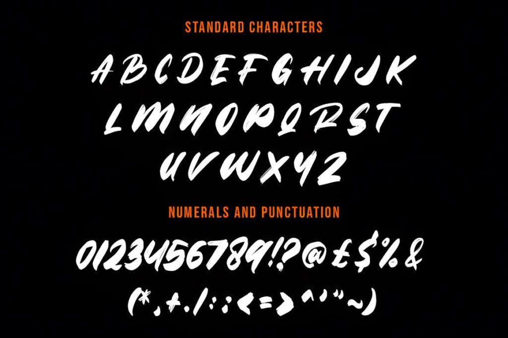 29 Canva Fonts for Painted Banners That Stand Out 111 Canva fonts for painted banners showing Strike Brush font uppercase letters and numerals with punctuation