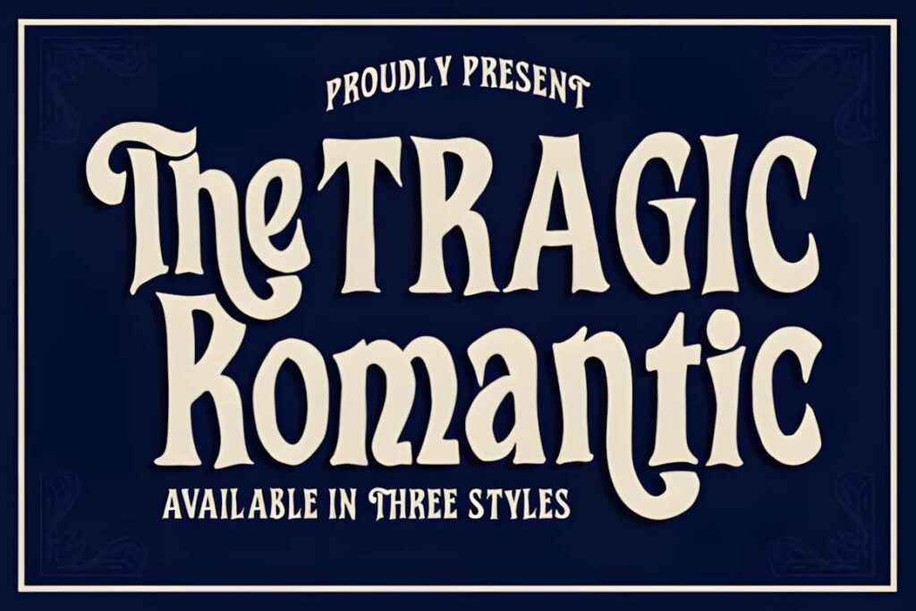 29 Canva Fonts for Painted Banners That Stand Out 56 The Tragic Romantic font sample showing a bold, expressive brush-and-ink style text for Canva fonts for painted banners