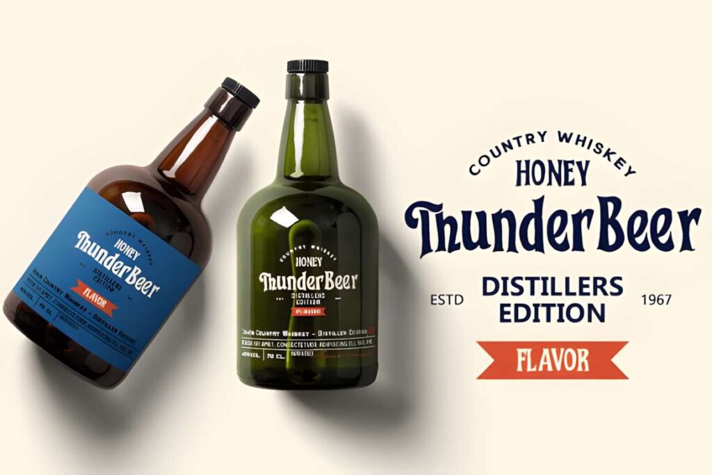 29 Canva Fonts for Painted Banners That Stand Out 58 Two whiskey bottles and a label design using Canva fonts for painted banners with expressive brush-and-ink style